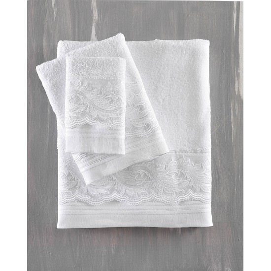 Πετσέτες Νυφικές Σετ 3 Τεμ 30Χ50-50Χ90-80Χ150 Rythmos Regatta Λευκό