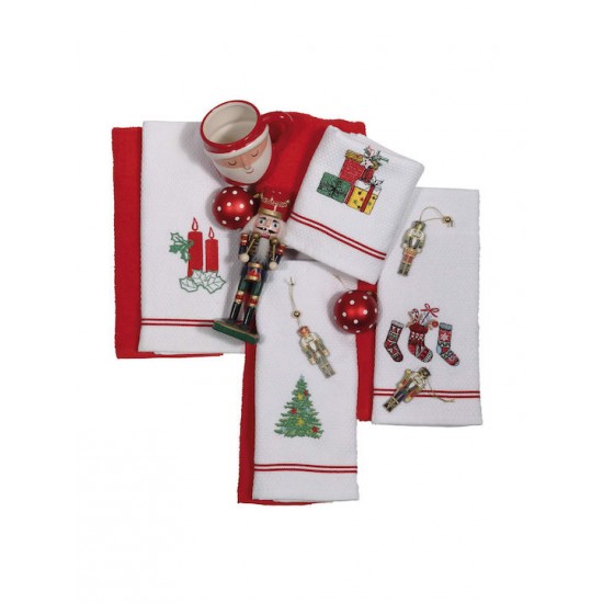 Πετσέτες Κουζίνας Σετ 2 Τεμ 40X60 Χριστουγεννιάτικες Das Home 0629 Κόκκινο-Λευκό