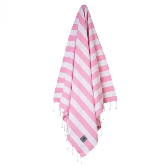 Πετσέτα-Παρεό Θαλάσσης 90Χ170 Βαμβακερή  Με Νεσεσέρ Essential Greenwich Polo Club 3825 Ροζ-Λευκό