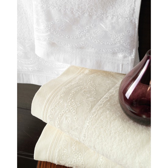 Πετσέτες Νυφικές Σετ 3 Τεμ Rythmos Shiraz Εκρού